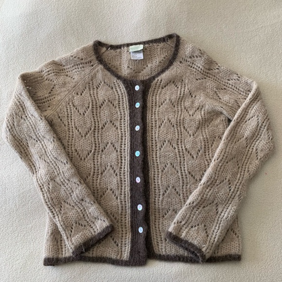 Spartina 449 Sweaters - Vintage Spartina 449 Beige Brown Yak Alpaca Knit Button Cardigan Sweater